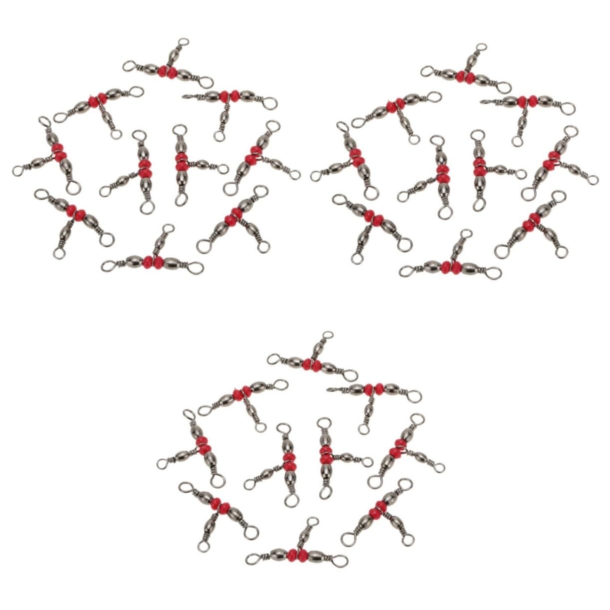 YARNOW 300 Piezas Conector Giratorio de Pesca giratorios triples de Pesca Aparejos giratorios de Pesca polea Accesorios Pesca Estilo japones Equipo de Pesca Pescar Girar Rojo