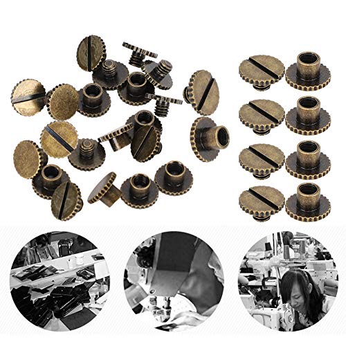 GLOGLOW Bronze 30-Piece Book Rivets, 4mm x 9.5mm, Brass Leathercraft Rivets