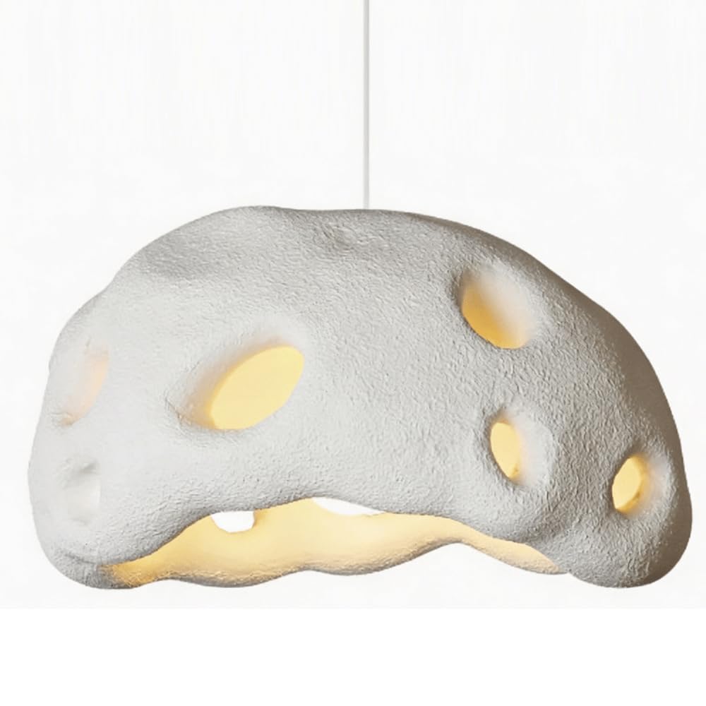 ESIYUVO High-Density Polystyrene Hanging Lamp Multiple Colors Available Japanese Wabi-sabi Pendant Light Adjustable Chandelier E27 Base Lighting Fixture for Study Kitchen Island Coffee Shop Bedroom