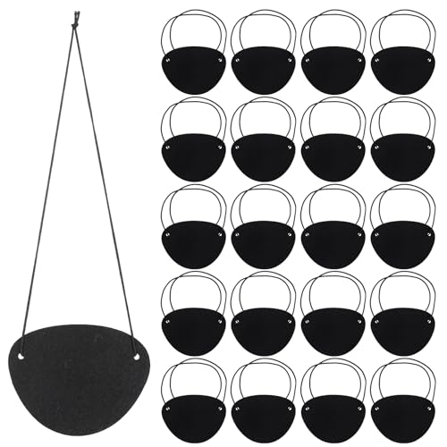 20 parches para los ojos para niños, piratas, antifaz elástico 3D, máscara ajustable, parche para los ojos para niños y adultos, Halloween, disfraz de pirata, temática de pirata, cosplay, accesorios