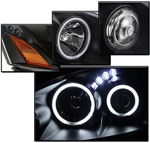 LED CCFL Halo Projector Headlights Headlamps Black Compatible with 2005-2006 Acura RSX