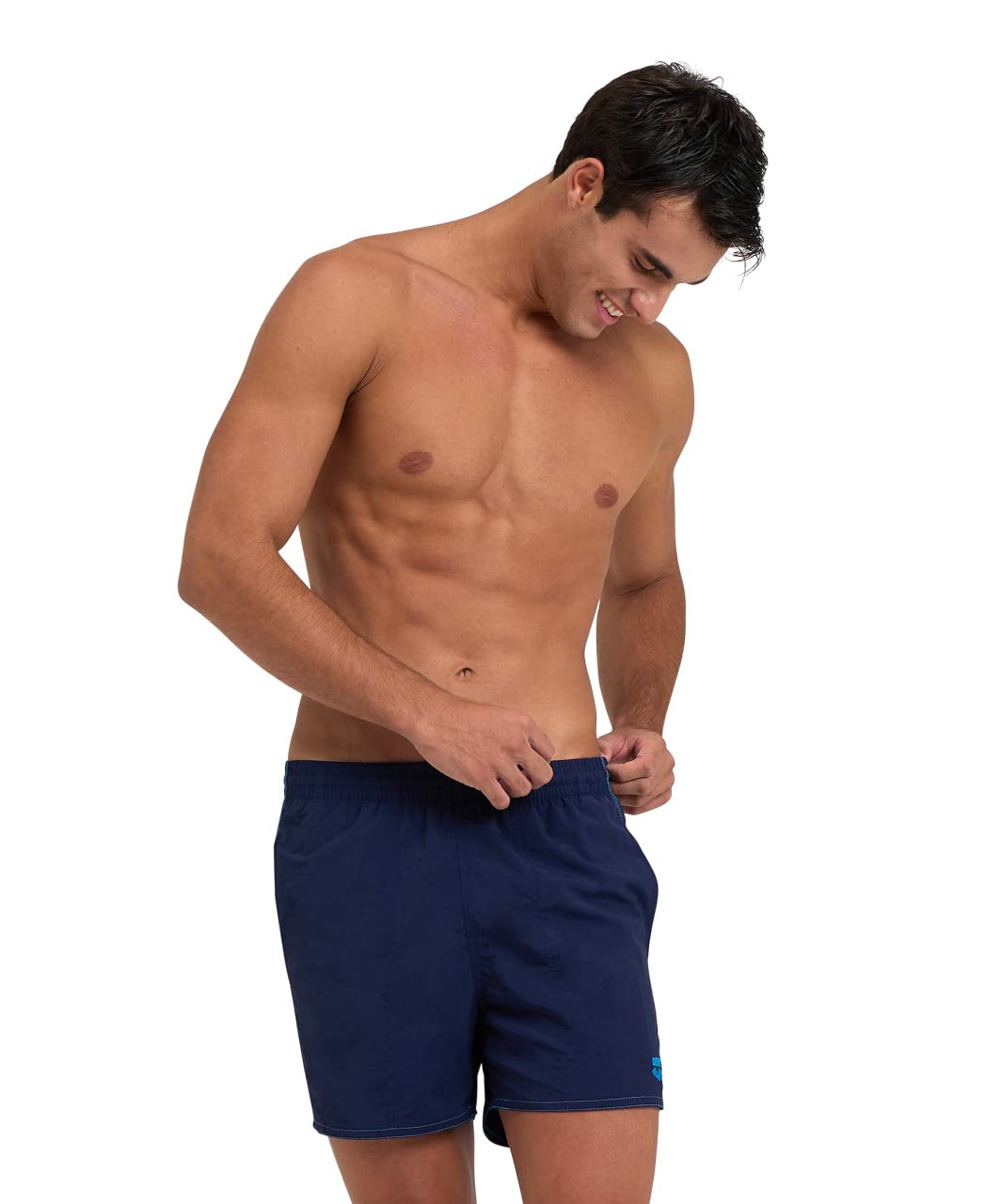 Arena Bywayx R Men's Sea & Pool Swimsuit, Swimsuit in Comfortable Recycled Quick-Dry Fabric, Swimsuit with Inner Mesh Briefs and Side Pockets Navy-Turquoise