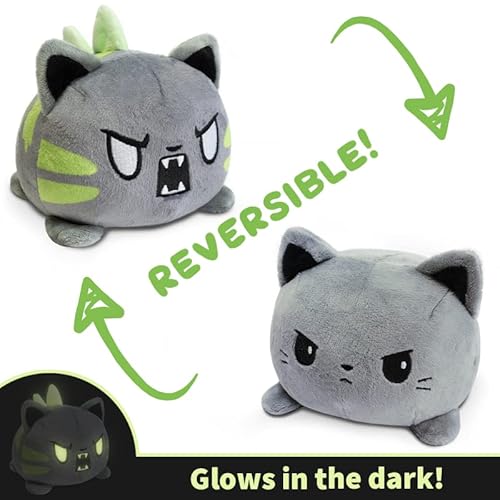 image for TeeTurtle - The Original Reversible Cat Plushie - Gray Catzilla - Cute