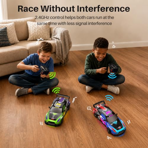 Geyiie Remote Control Cars, 2-Pack RC Cars for Boys Girls Age 8-12 | 2-Player Racing Set, Race Course Set,1:24 Scale, 4WD RC Drift Cars, Extra Grip tires, Up to 70 Minutes Per Car, Indoor Racing - image 4