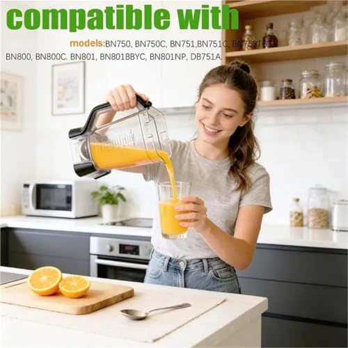 Jarra de repuesto para licuadora Ninja BN750 y BN800 vaso de 72oz XL para batidos familiares 3