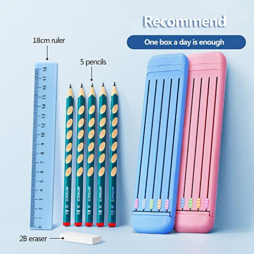 Image of Pencil Case, Kids Pencil Holder, Primary School Stationery Box, with Ruler Slot & Eraser Storage, Light Weight, Easy to Carry (A-Pink)
