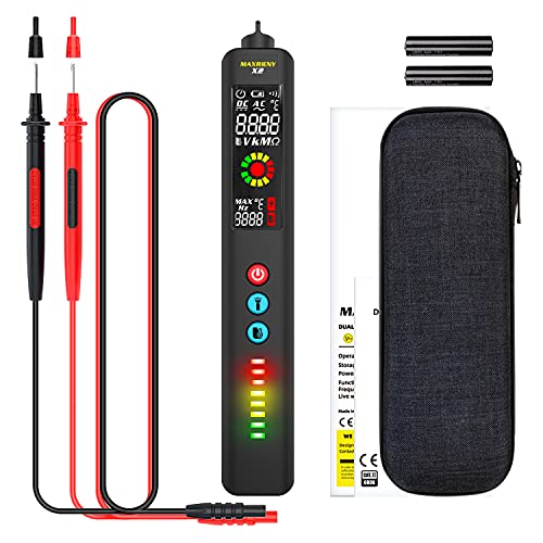Image of Non-Contact Voltage Tester Pen Integrated Infrared Thermometer for Huge EBTN LCD Screen and Digital Display, Electrical AC Detector with Flashlight Buzzer for Live Wire Outlet Measuring
