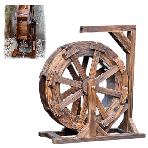 Pompe à fontaine en bois pour bassin de jardin, fonction cascade décorative sur pied améliore l'esthétique extérieure