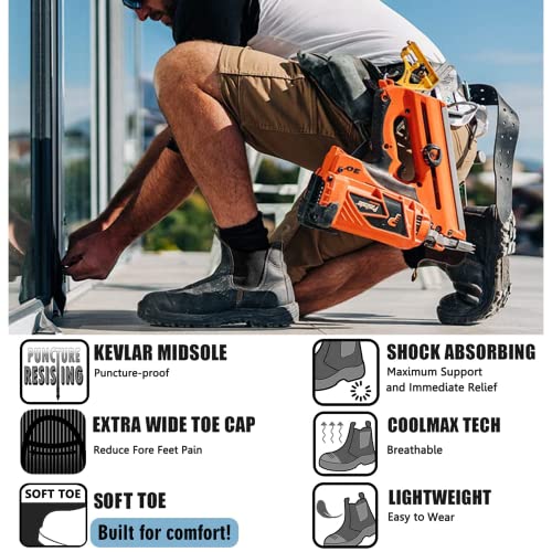 Diig Work Boots For Men, Soft Toe Waterproof Working Boots, Slip Resistant Anti-Static Slip-On Safety Working Shoes 8 9 10 11 12 13 (Bk/802Ee, 11.5) #TOP1