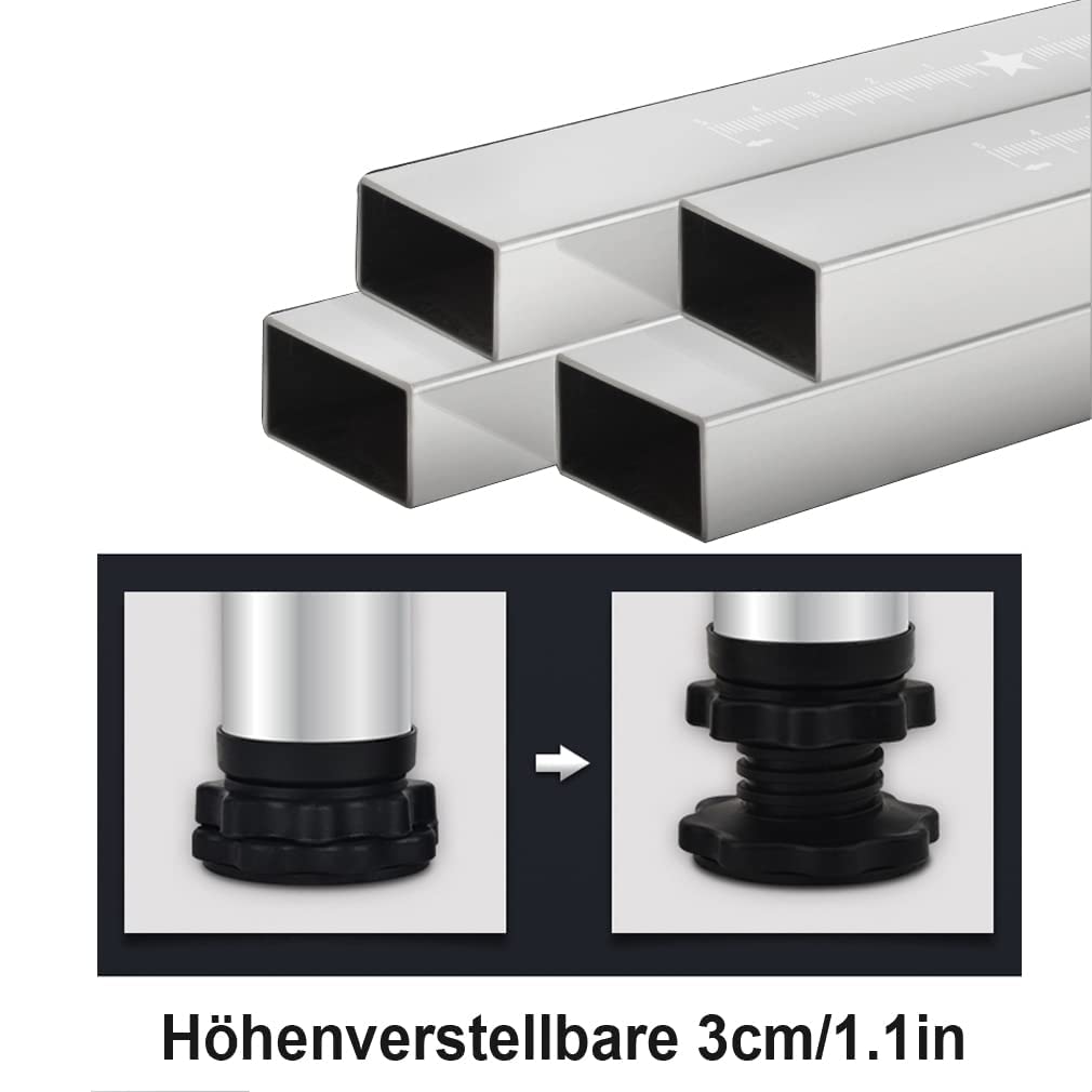 Waschmaschine Sockel Verstellbare Höhe (24-27cm) Rostfreier Stahl Podest für Waschmaschine Trockner Kühlschrank Gefrierschrank Waschmaschinen Untergestell Verstellbare Breite 42–65 cm