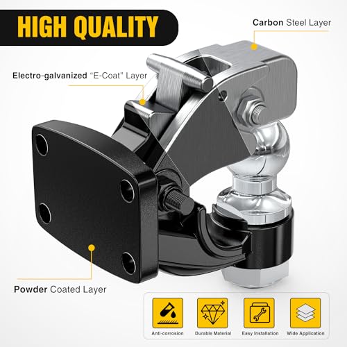 Image of Nilight Pintle Hook Trailer Hitches Receiver Hook Combination 2-5 /16 inch Hitch Ball with Mounting Kit, 14000LBS Black Bolt On Adjustable Powder-Coated