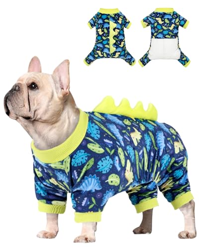 CuteBone Dinosaur Costume Dog Pajamas, Stretchy Spandex Crystal Velvet Sleepwear Coat for Small Dogs, Soft & Warm Pet Outfit Clothes for Cold Weather, Cozy Pullover Design COSP10M