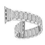 Kartice 40mm 38mm Diamon Watch Band,Alloy Crystal Rhinestone Watch Band Luxury Stainless Steel Bracelet Strap Watch Bands for Apple Watch Series 4 40mm,Series 3,2,1 38mm Sport.(T-Silver)