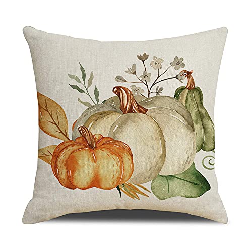 Ameyahud Pumpkin Throw Pillow Covers Autumn Throw Pillow Covers Thanksgiving Throw Pillow Covers Full Flax Cute Throw Pillow Case Set Of 4 (18 X 18) For Sofa Bad Home Decor #TOP2