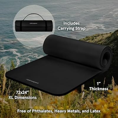 Retrospec Solana Yoga Mat 1 Thick w/Nylon Strap for Men & Women - Non Slip Exercise Mat for Home Yoga, Pilates, Stretching, Floor & Fitness Workouts