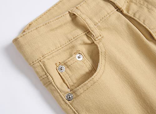 Supbird Boy's Stylish Moto Biker Ripped Distressed Skinny Fit Stretch Fashion Denim Jeans Khaki 14 #TOP3