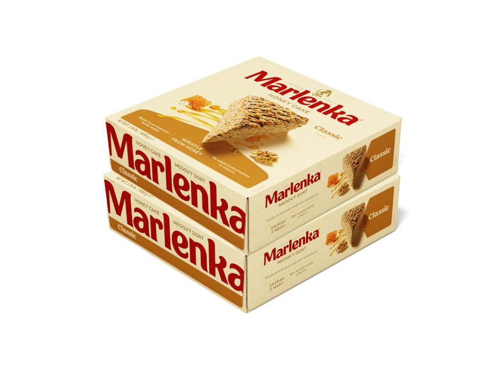MARLENKA® Duopack Honigkuchen 2 x 800 g | Tschechischer Kuchen für Desserts und Geschenksets | Leckere Honigtorte | Honey Cake für besondere Anlässe (2er Pack), klassisch