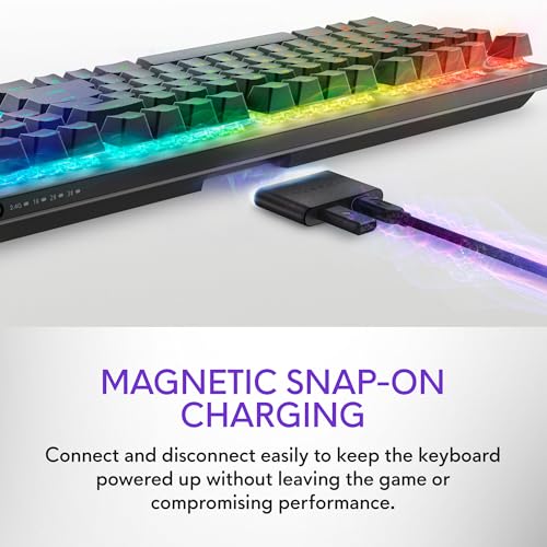 Image of Alienware AW920K Tri-Mode Wireless Gaming Keyboard - Rechargeable, Wireless /Wired, Magnetic Snap-on Charging, Programmable Rocker Switch and Dial, AlienFX per-Key RGB - Dark Side of The Moon