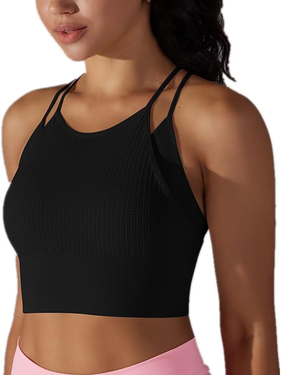Womens High Impact Run Sports Bra Wirefree Workout Active Gym Fitness Racerback Yoga Bra