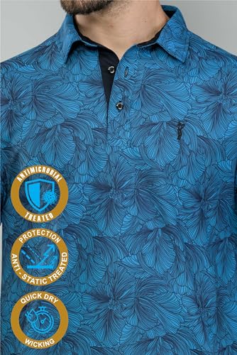 Image of STELLERS Men's Premium Printed Polo T-Shirt | Wrinkle Free | Quick Dry | Breathable | Stretchable | Regular Fit