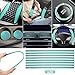 BBTO 43 Pcs Bling Car Accessories Set for Women Front Seats and Rear Bench Polyester Car Seat Protectors Wheel Cover Seat Floor Mats Full Crystal Automotive Interior Decor(Mint Green)