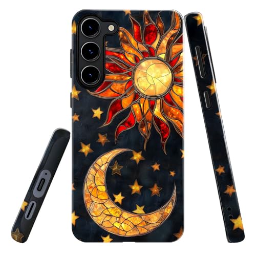 DAIZAG Case for Samsung Galaxy S23 Plus,Military-Grade Protection Cover,Red Sun Moon Star（Glossy）