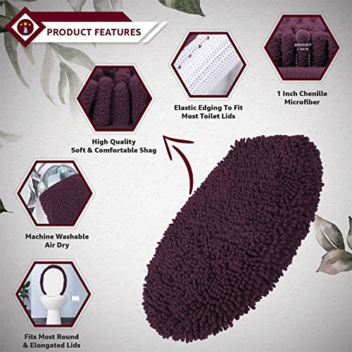 LuxUrux Toilet Lid Cover, Extra-Soft Plush Seat Washable Shaggy Microfiber Standard Toilet Lid Covers for Bathroom Machine Wash & Dry. (18 x 21 inches, Plum) by LuxUrux - Used condition - Image 4