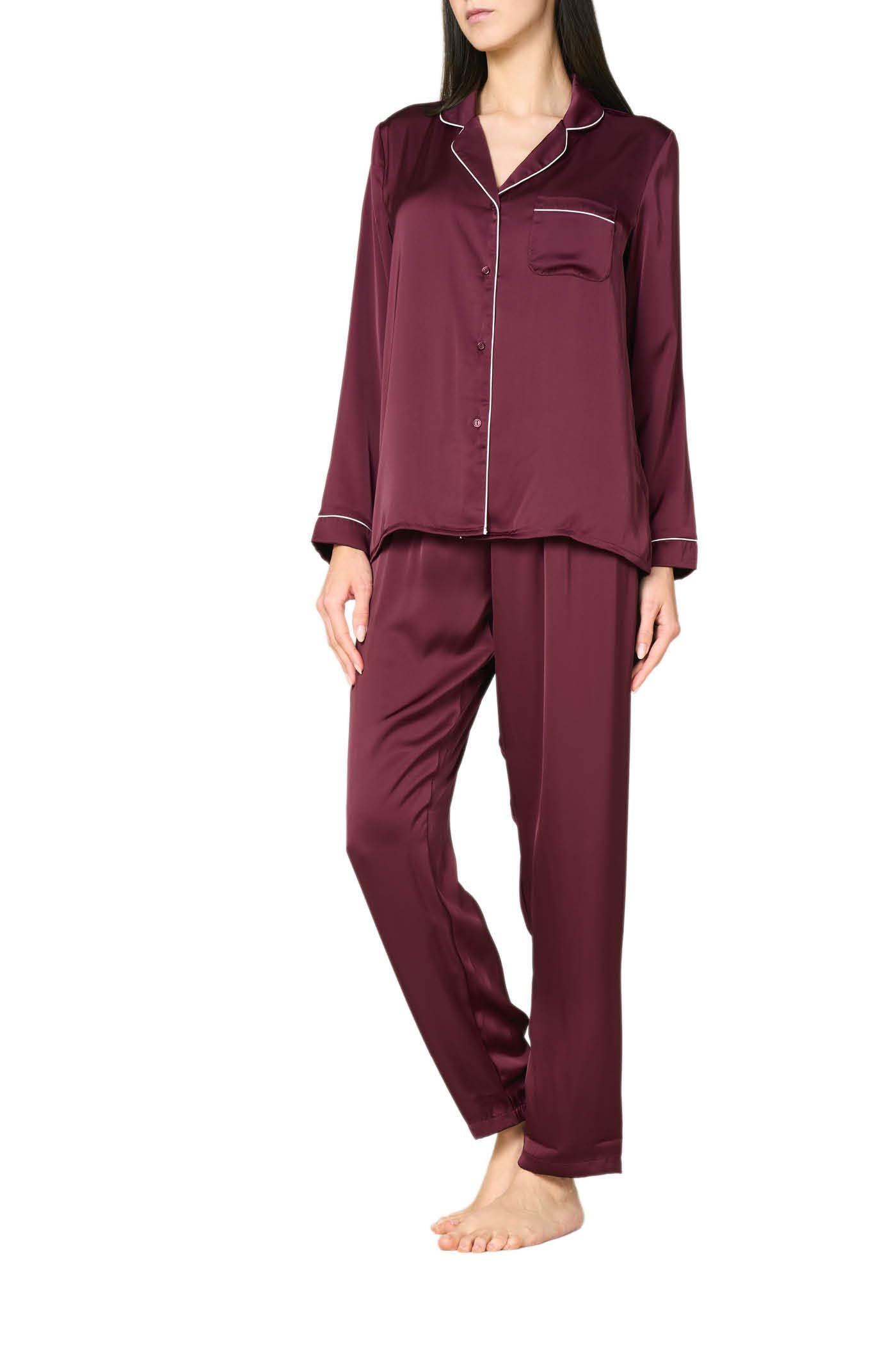 Pigiama Lungo Donna Goldenpoint: Stampa Geometrica, Bottone Frontale, Maniche Lunghe, Pantaloni Elasticizzati, 100% Poliestere