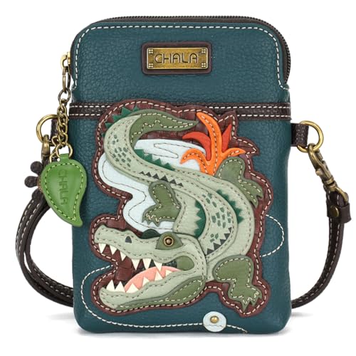 Image of CHALA Wilderness Animal Collection Cell Phone Crossbody Purse-Women PU Leather /Canvas Multicolor Handbag w /Adjustable Strap