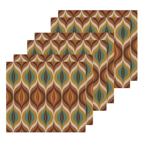 YANENDIE 1970s Boho Pattern Washcloths Towels, Highly Absorbent and Soft Cotton Face Cloths, 6 Pack Quick Dry Wash Cloths - 12 X 12 Inches