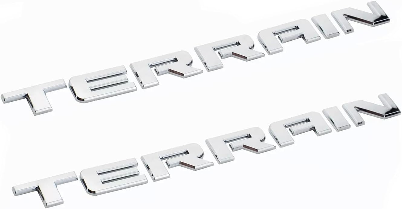 Letter Front Door or Rear Liftgate Emblem Badge Nameplate Replacement for 2010-2015 Terrain 2PCS (Silver)