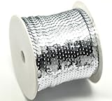 PEPPERLONELY Brand, 100 Yard Roll Silver Color Flat Bling Sequins Spool String 6mm(1/4