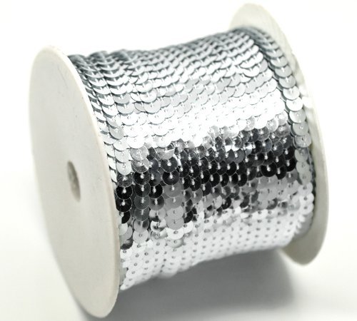 PEPPERLONELY Brand, 100 Yard Roll Silver Color Flat Bling Sequins Spool String 6mm(1/4