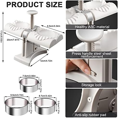Automatic Dumpling Maker, Household Double Head Automatic Dumpling Maker Mould Ravioli Press Mold Stainless Steel Manual Dumpling Machine for Kitchen Home Restaurant