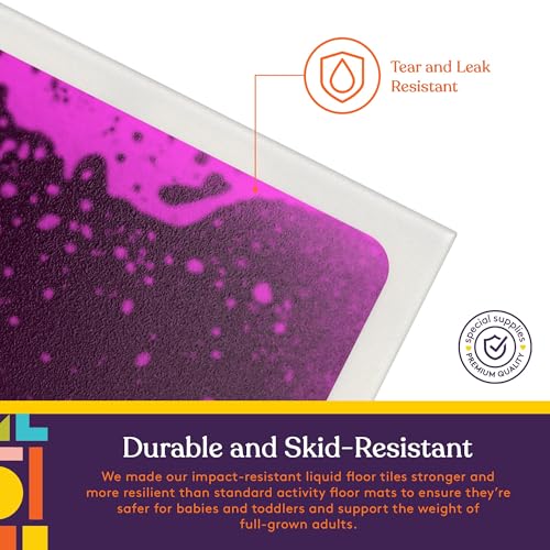 Special Supplies Square Floor Liquid Tiles for Kids, Set of 9, Colorful Early Learning Sensory Activity Mats for Toddlers and Children, Anti-Slip Backing for Active Play, Dance, and Games