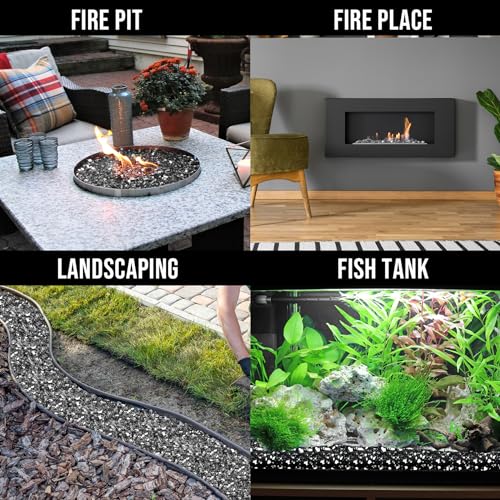 Image of Skyflame 10-Pound Fire Glass for Fireplace Fire Pit and Landscaping, Onyx Black Reflective, 1 /4-Inch