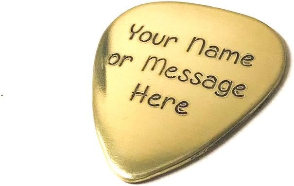 Guitar Pick - Custom Any Message - Personalized Brass Guitar Pick - Custom order