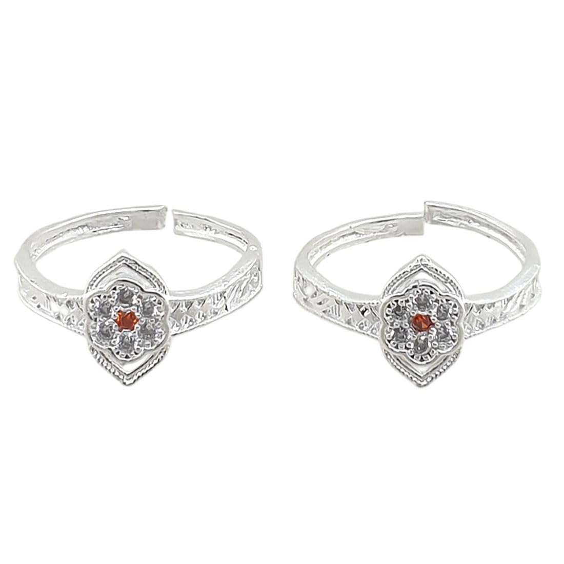sahiba gems Pure 925 Silver (Chandi) Designer Maroon Color Zircon Toe Ring Bichhiya For Women ~ 2 Pieces ~ 2.500 Grams (Light Weight)-picture-46
