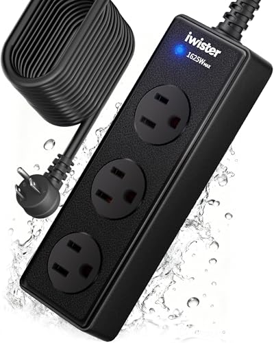 Image of Outdoor Power Strip Weatherproof, 3 AC Outlets, 1625W /13A High-Power Single-Device Use, IPX6 Waterproof Extension Cord for Backyard, Patio, Home Office, Garage, Workshop, Camping, 25FT