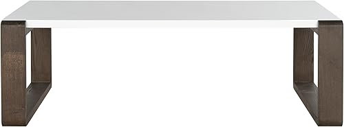 Safavieh Home Collection Bartholomew Mesa de centro moderna de mediados de siglo en blanco y marrón oscuro