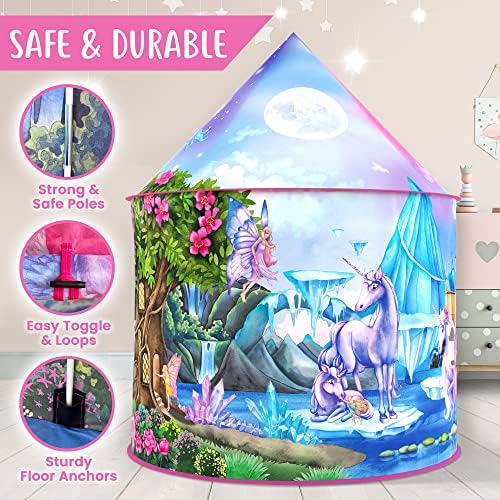 W&O Rainbow Unicorn Play Tent for Girls with Magical Unicorn Sounds, Kids Tent, Baby Tent, Playhouse, Tent for Kids, Kids Play Tent, Outdoor Playhouse, Unicorn Toys for Girls, Kids Tent Indoor 4 511NUukKqGL. AC