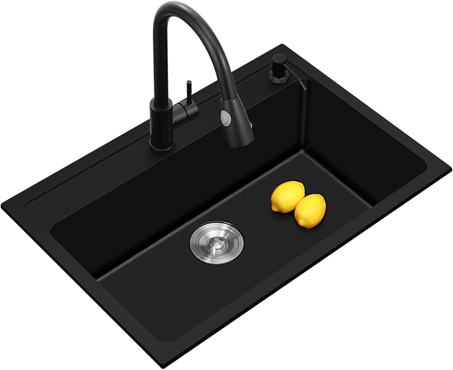 Rectangular Single Bowl Sink, Household Quartz Stone Large Handmade Sink, Built-in Restaurant Bar Sink (W 60 x 45 x 20 cm) (W 60 x 45 x 20 cm)