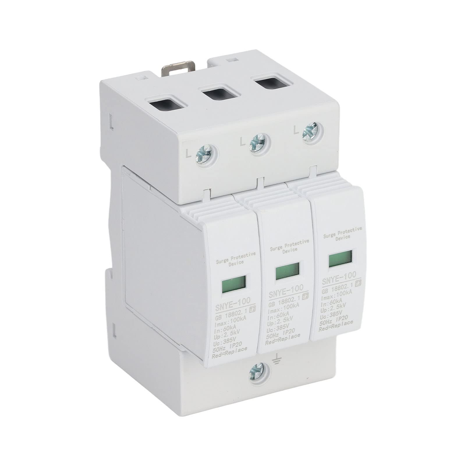 Photovoltaic Whole House Surge Protecter, 275V 3p 100KA Low Voltage Monitoring Lightning Arrester Lighting Protection Device Voltage Lightning