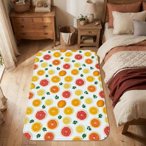 Tapis de pamplemousse d'été antidérapant 0,9x1,5m jaune et orange