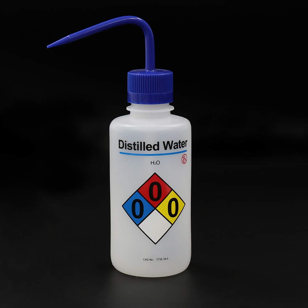 ULAB Juego de botellas de lavado científica, 1 de cada una para botellas de lavado de seguridad de autoventilación de agua destilada y acetona, vol.500 ml, material LDPE, 1 botella de lavado general