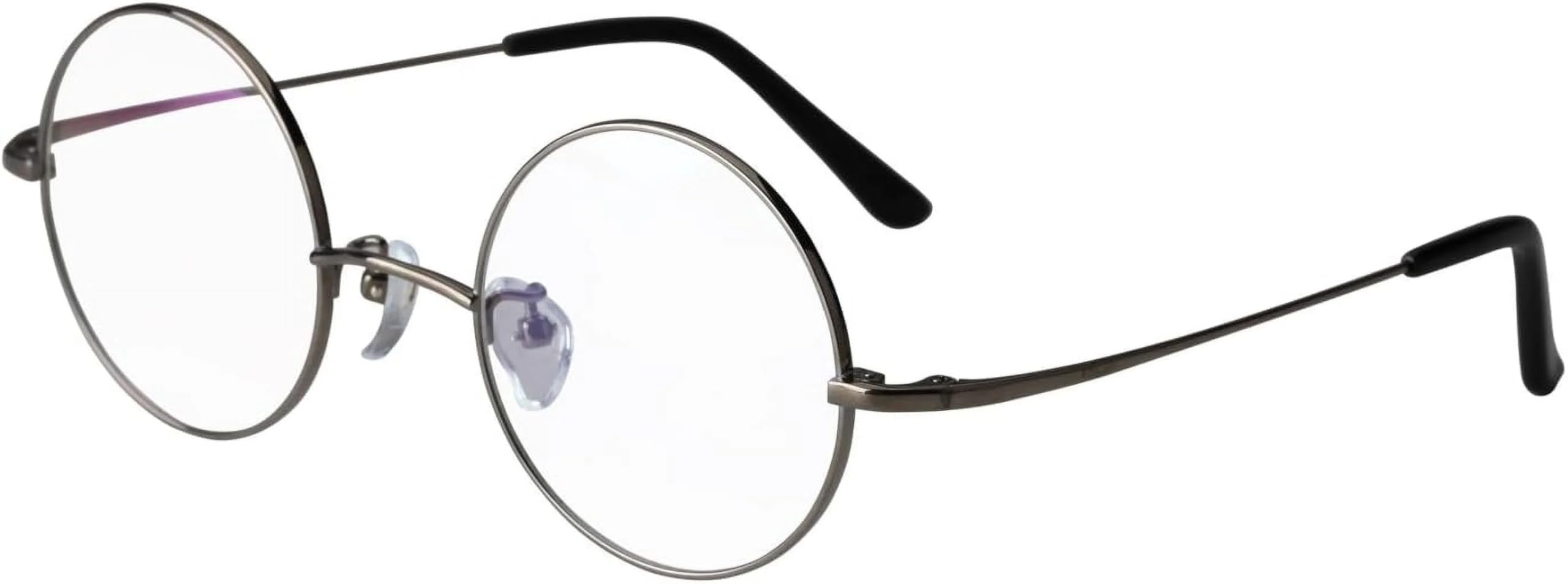 Agstum Runder optischer Rahmen aus reinem Titan, Retro-Stil, klare Linse, grau, Medium