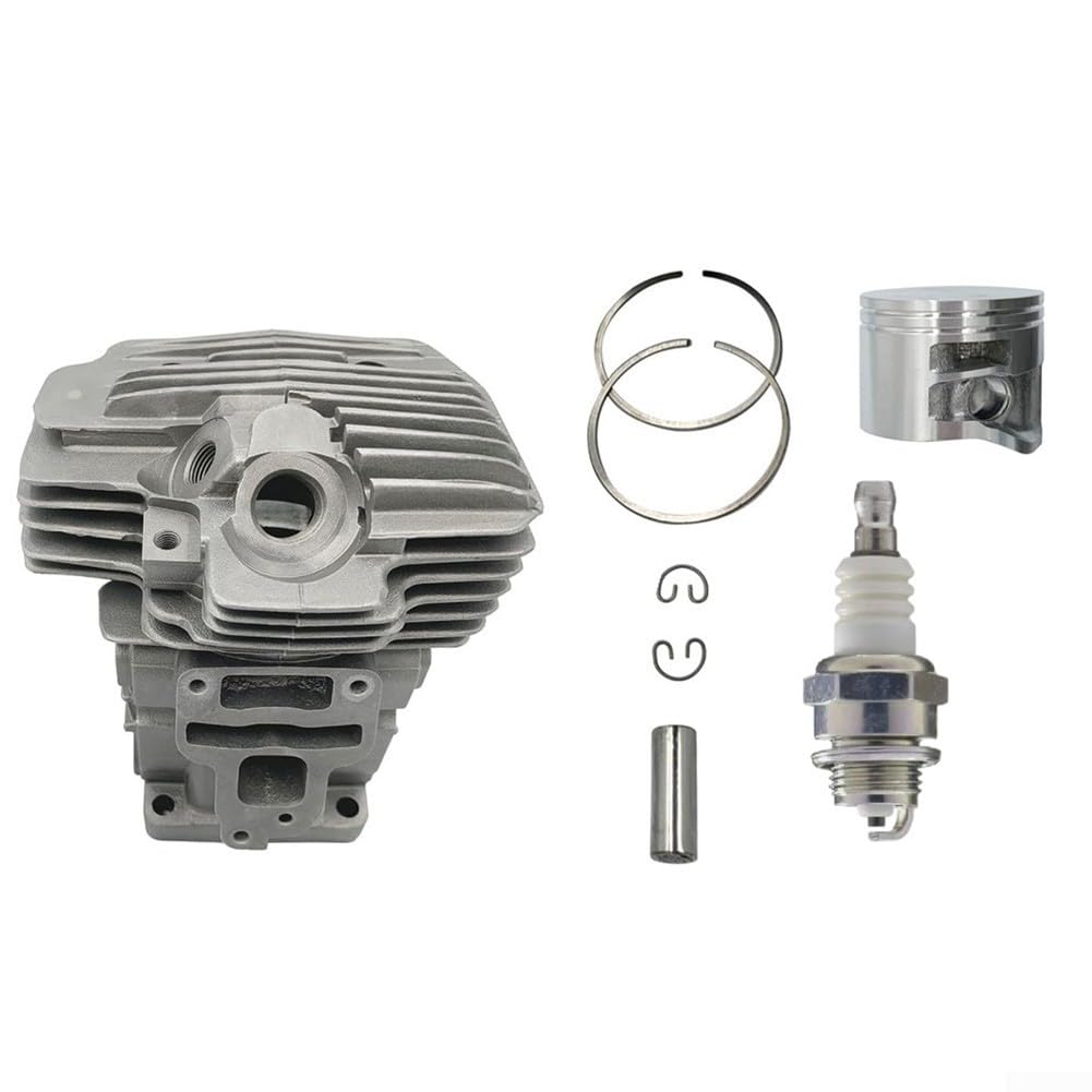 Kit cilindro per motosega Ms391 da 49 mm con clip per anelli pistone compatibile con 1140-020-1204 Set di ricostruzione del motore in metallo Finitura argentata per attività di riparazione e restauro