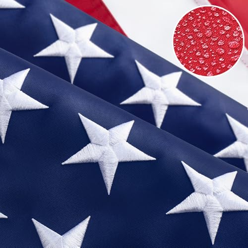 American Flag 6x10ft Long Lasting for Outside, Heavy Duty Nylon, Embroidered Stars, Brass Grommets, Perfect for Outdoor US Flags Show Your Patriotism