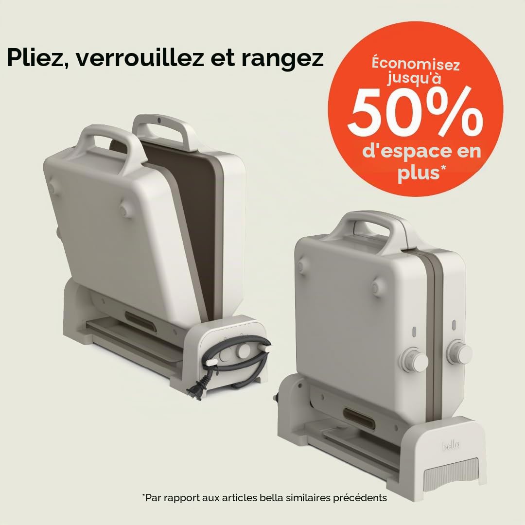 Bella - Plancha en céramique pliable et pliable de 25,4 x 50,8 cm, s'adapte à n'importe quel endroit des ustensiles de cuisine, revêtement antiadhésif en céramique EverGood, 2 zones de température