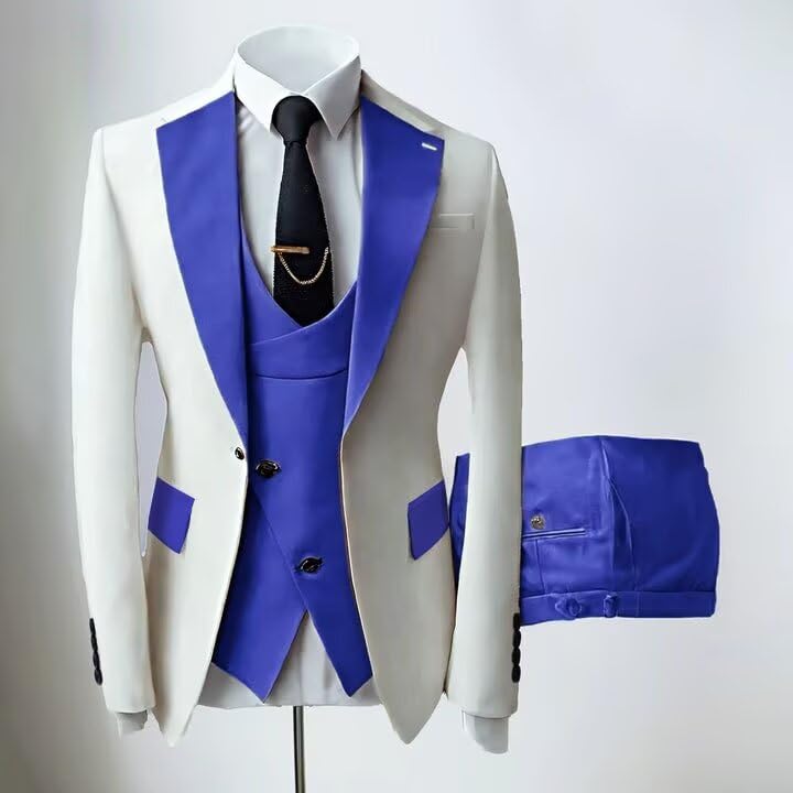 3 Piece Men Double Breasted Suits for Wedding Slim Fit Tuxedos One Button Blazer Peak Lapel Jacket Vest Pant4